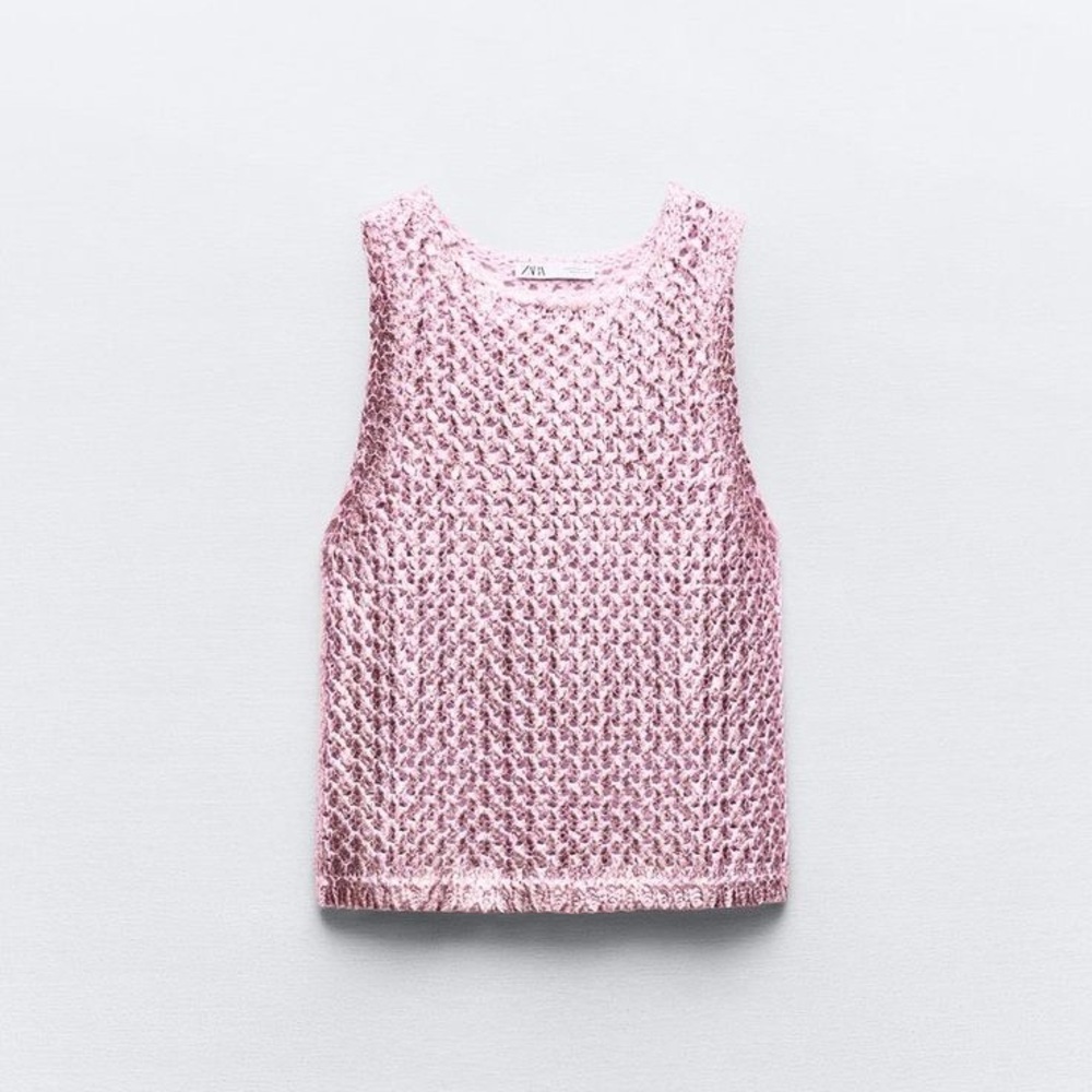 Foil Crochet Knit Top